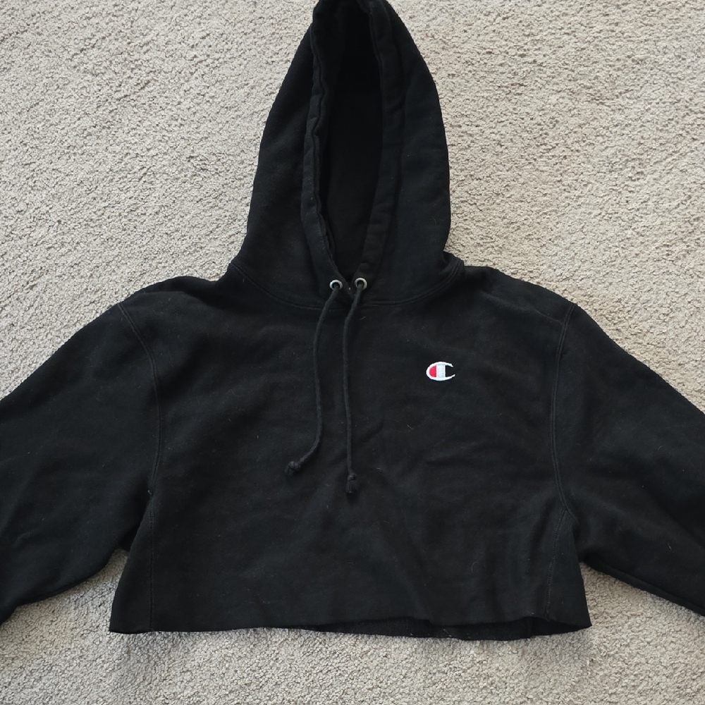 Champion Black Hoodie with Logo